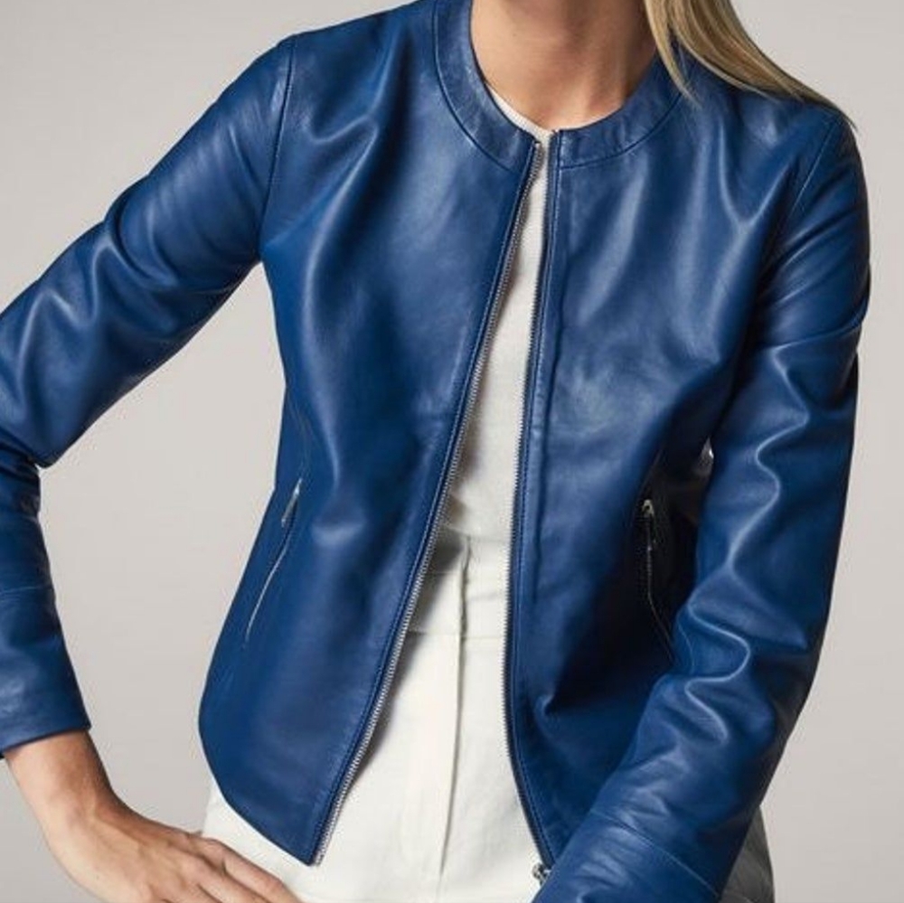 Blue leather jacket